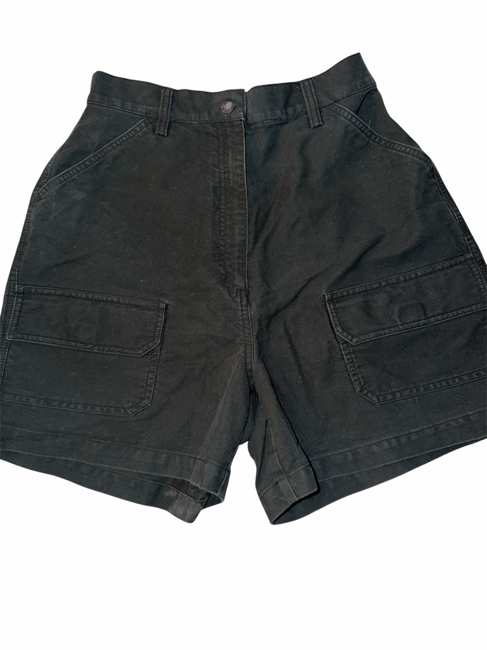 Marsh Landing Black High-Rise Cargo Shorts with Flap Pockets